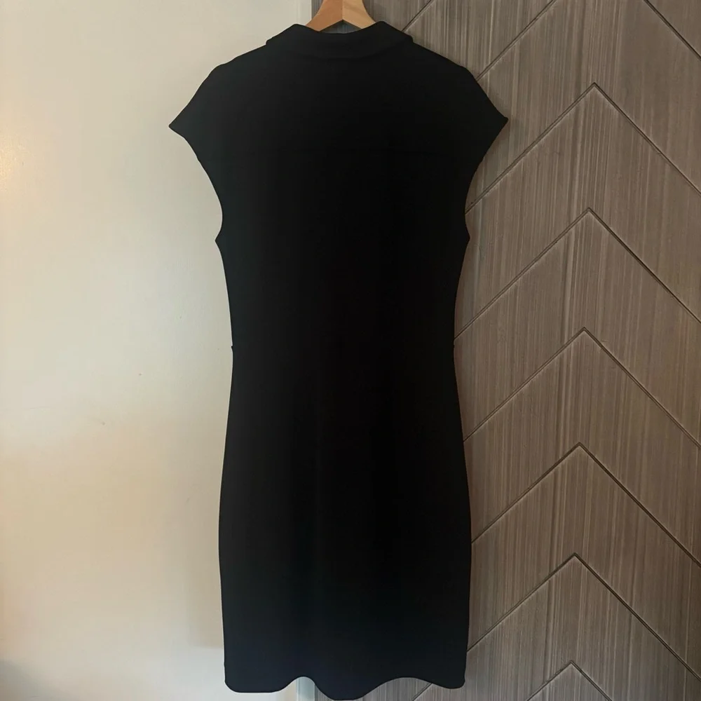NWT Banana Republic CAP-SLEEVE KNEE-LENGTH DRESS BLACK Size Large